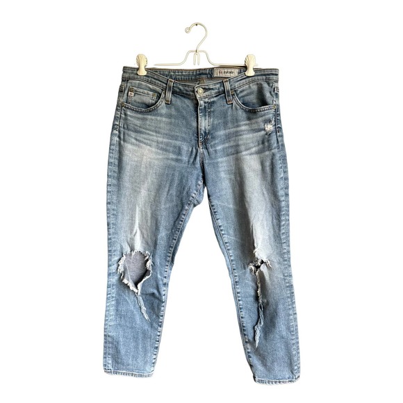 AG-ED Denim Womens Jeans 5‎ Pocket Distressed Whisker Medium Wash Size 30R - Picture 1 of 6